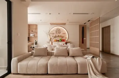 Thiết kế căn hộ 136 m2 tại Hà Nội: Tối ưu không gian sống với phòng ngủ đổi lấy phòng sinh hoạt mở