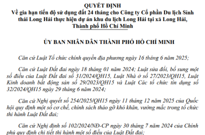 TP.HCM Gia Hạn 24 Tháng Dự Án Du Lịch Long Hải: Cơ Hội và Thách Thức Cho Thị Trường Bất Động Sản Ven Biển